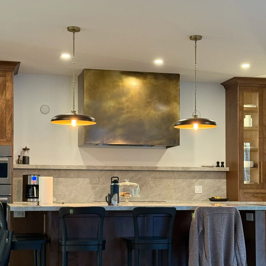 custom solid brass patina range hood