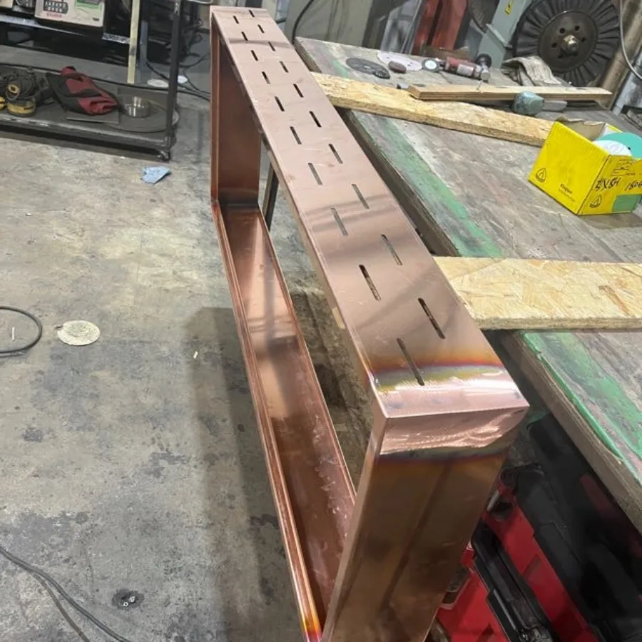 custom fabricated copper range hood