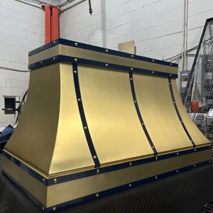 custom hammered brass range hood