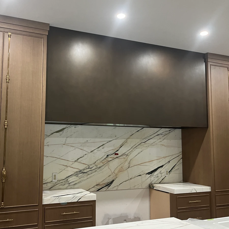 custom antique bronze range hood