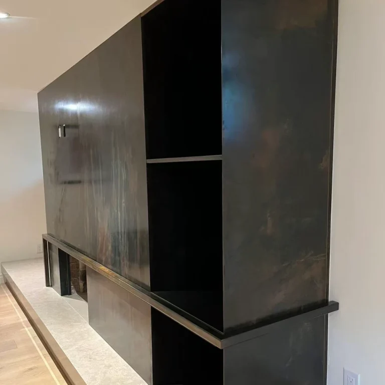 built in patina bookcases